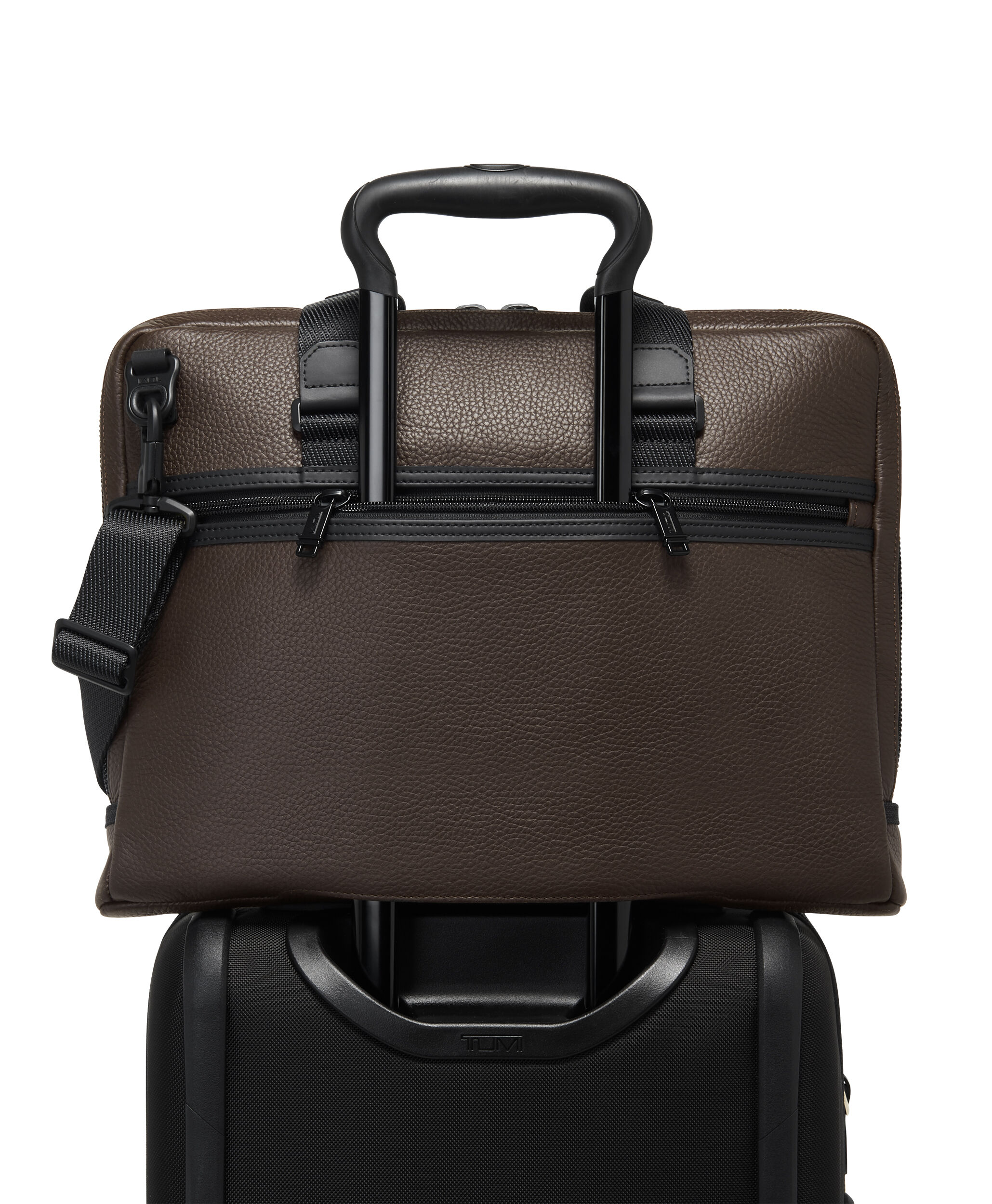 Tumi top brown leather